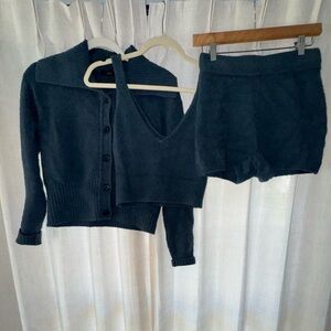 J. Crew  Navy Knit Cardigan and Shorts Set